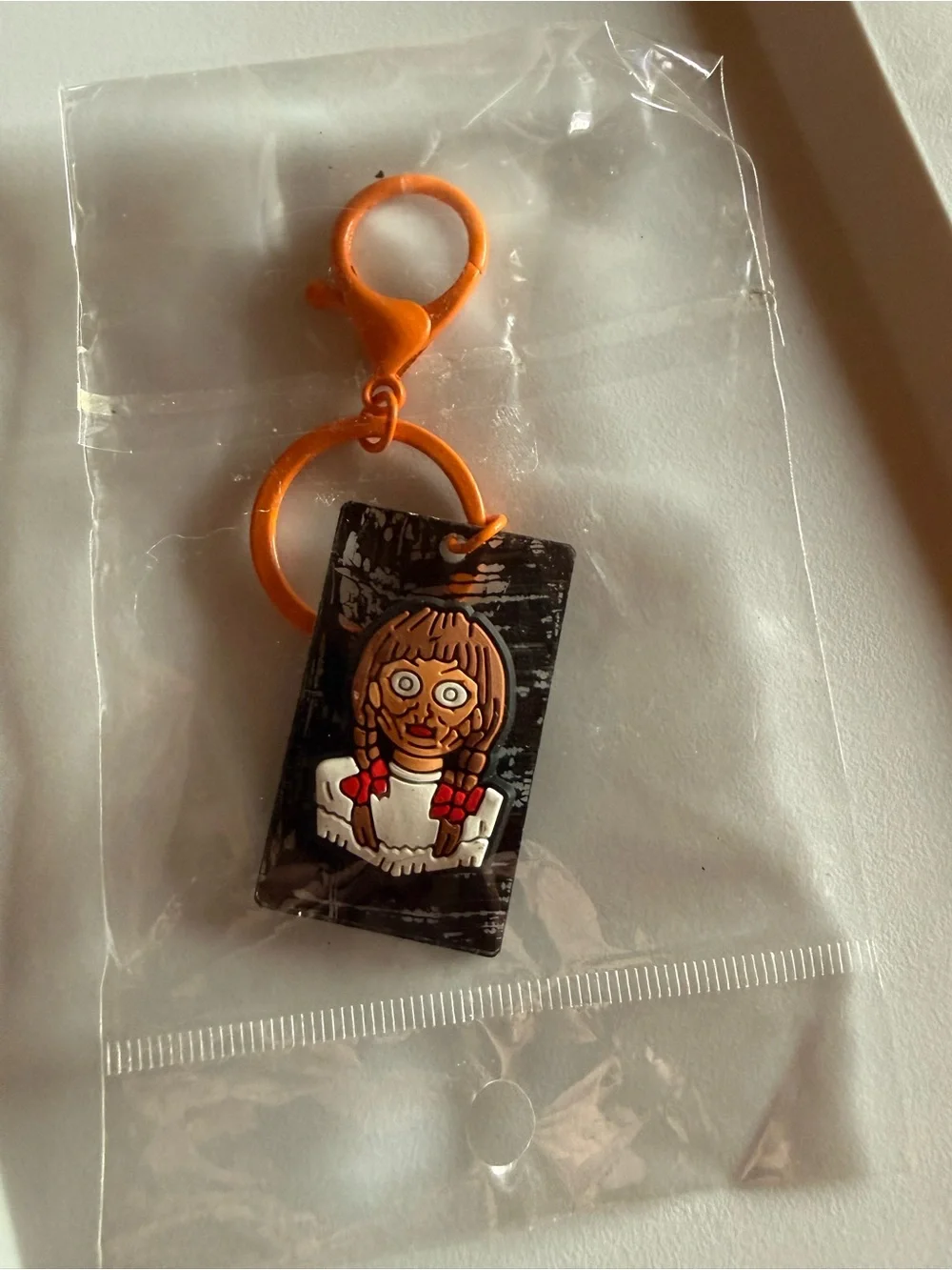 Orange Annabelle Horror Keychain Key Ring